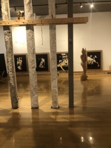 Pillars by Ramona Zoladek  Collages by d harris  Sculpture by Adrian Symonds
